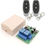 DieseRC 433Mhz Interruptor de control remoto inalámbrico universal CA 220V 230V 240V 110V 10A 2CH Receptor de relé y 2 transmisores, para puerta de garaje, cortina eléctrica, luz