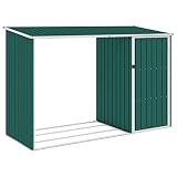 pedkit Cobertizo Jardín de Leña Caseta Jardín para Leña Cobertizo de Jardín Exterior Acero Galvanizado Verde 245x98x159 cm