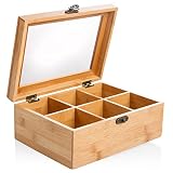 Wenco 555128 Premium - Caja para té (6 compartimentos, 21,7 x 16 x 9 cm, bambú), color marrón claro