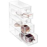 mDesign Organizador de Gafas con 4 cajones - Caja metacrilato en Color Transparente joyero u Organizador de Maquillaje