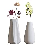2 Piezas Jarrones Decorativos Floreros, Jarrón de Cerámica, Jarrón Decorativo de Cerámica, Jarrón de Cerámica Blanca, Cocina, Sala de Estar, Dormitorio, Oficina (Blanco)