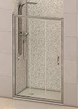 Mampara de ducha frontal 3 hojas correderas con cristal transparente templado de seguridad de 6mm modelo Bricodomo Madrid ANCHO 100CM (medida adaptable 96 a 100cm).