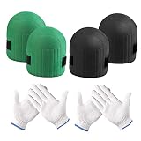 LAMEK 2 Pares Rodilleras de Trabajo Rodilleras de Espuma Eva Rodilleras de Jardinería con Guantes de Nailon para Jardineros Trabajadores Atletas Trabajos de Construcción Limpieza Deportes