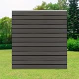 ML-Design Valla de Jardín Compuesta por 13 Paneles de WPC 170x175x1,9 cm Gris Cuadrado Muro de Privacidad Robusto Estilo Moderno Decorativo de Patio Elementos Cortaviento Resistente a la Intemperie