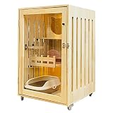 YNSHOP Jaula para Gatos De Madera Maciza Casa para Gatos De Tres Capas Vitrina para Gatos Jaula para Mascotas Jaula para Cría De Gatos Registro Sin Pintura Puerta Acrílica
