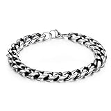 WANGLXTC Regalo Pulsera Titanio Acero Oyería Pulsera de Hombre, Biker Brazalete Acero Inoxidable, Regalo de San Valentín Caja de Regalo Multa, Silvery