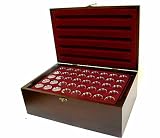 MC.Sammler Caja de monedas de madera con 10 bandejas para monedas para 400 monedas de 2 euros en cápsulas (caja con 400 cápsulas de 26 mm)