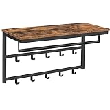 HOOBRO Perchero de Pared con 10 Ganchos, Perchero de Pared con Estante y Barra, Apto para Pasillo, Salón, Dormitorio, Baño, Estilo Industrial, Color Vintage EBF12YM01