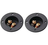 WJMY Altavoz Estéreode 2 Vías Caja de Altavoz Terminal, Itavoces Caja de Terminales de Cubierta Postal Redondos Spring Cup Conectores de Subwoofer (Negro), 2 Unidades