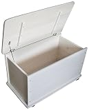 KMH, Caja de juguetes de madera de pino macizo con ruedas (blanco) (#800057)