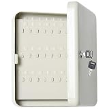 HOMCOM Armario de Llaves Caja de Seguridad para Llaves Bloqueable con 93 Ganchos y Etiquetas 2 Cerraduras Accesorios de Montaje Incluidos 30x24x7,5 cm Beige
