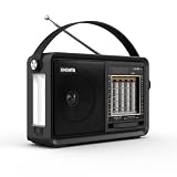 XHDATA D901 Radio Portátil FM Am SW con Altavoz Bluetooth/Linterna Compatible con Tarjeta TF AUX USB MP3 Player Negro