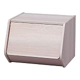 Marca Amazon - Movian Nicho de almacenamiento con puerta plegable de madera - Caja de almacenamiento modular de madera apilable STB-400D - Roble claro, 40 x 38,8 x 30,5 cm.