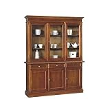 InHouse srls Aparador con Mueble cristalera, Estilo Clasico, en Madera Maciza y MDF con Acabado Nogal Pulido - Medidas 156 x 42 x 205 …