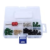Ftvogue 71pcs Herramienta de reparación del Kit de reparación de Aire Acondicionado 10pcs núcleos de válvula + 50pcs Juntas de Manguera + 10pc válvulas con Caja de Almacenamiento