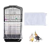 TSHAOUN Cubierta Universal para Jaula de Pájaros, Falda de Malla para Jaula para Loros, Cubierta Ajustable de Jaula de Pájaros Colector de Plumas Semillas Red Nylon de Jaula Pájaros Protector (Blanco)