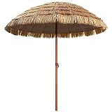 Yclty Sombrilla Brezo Jardin Exterior con Techo De Paja Tiki Sombrilla, Sombrilla Playa Plegable Estilo Hawaiano para Jardín, Parasol para Terraza, Camping, Playa, Redonda Φ145cm / 4.8ft