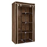 Navaris Armario de Tela Plegable Grande - Ropero con baldas y Barra para Colgar Ropa - 88 x 170 x 45 CM - Perchero Organizador para Dormitorio marrón