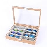 SHANJ 6/8 Gafas de cuadrícula Caja de Almacenamiento Gafas de Sol Gafas de Madera Glasses Multi-Celos Caja de Almacenamiento Caja de colección de visualizaciones (Color : A, Size : 8 Grid)