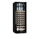 Klarstein Vinoteca Pequeña, Nevera Vinos Capacidad 54 Botellas, Vinotecas Pequeñas Integrables l Silenciosa,Temperatura 5-18 °C, Luz Interior, LCD l Nevera Puerta Cristal Expositor, 8 Estantes, Negro
