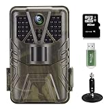 Cámara de Caza 36MP 2.7K Fototrampeo de Caza, Gran Angular 44pcs 940nm IR LED Infrarrojos Visión Nocturna Activado por Movimiento Impermeable Juego Cámara de Ciervo para Monitoreo Vida Silvestre