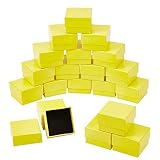NBEADS Juego de 20 cajas cuadradas de cartón para joyas, caja de regalo amarilla con esponja negra en el interior para joyería, pendiente, collar, colgantes, embalaje de regalo, 5 x 5 x 3,4 cm