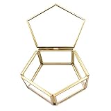Nocsm Joyero De Vidrio. Caja De Cristal Baratija De Oro Transparente. para El Lugar Anillo Pendiente Pendiente Caja De Collar Caja Decorativa Clara Pantalla De Belleza Maquillaje (Gold)