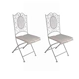 Silla Forja Clásica - Hierro en Color Blanco decapé - (Pack de 2) - Plegable