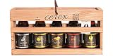 CEREX- Pack Degustación de 5 Cervezas Artesanas Españolas con caja regalo de presentación en madera – Cerveza de Cereza, Castaña, Ibérica de Bellota, Pilsen y Andares
