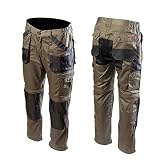 Brixton Pantalones de trabajo de verano, 2 en 1, pantalones de trabajo, pantalones de jardín, pantalones de seguridad, pantalones de trabajo, ropa de trabajo marrón 56