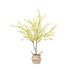 Bonsai Artificial 47 pulgadas de altas plantas verdes de jazmín de invierno artificiales, plantas en maceta artificiales con cestas tejidas a mano, utilizadas para varias ocasiones. plantas falsas