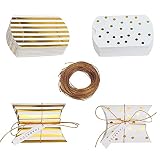 50 Piezas Almohada Cajas de Regalo, Caja de Regalo de Bricolaje, Caja de Regalo con Forma de Almohada, para Envolver Chocolates y Cupcakes, es la Mejor Opción para Regalos (Tiras, Puntos)