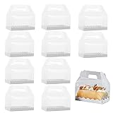 Caja Pasteleria,10 Piezas Cajas Transparentes para Cupcakes,Cajas para Cupcakes,Cajas de Cupcakes para Regalo,para Pasteles,Galletas,Muffins,Caja Regalo de Cumpleaños,Base y Tapa Blancas(Transparente)