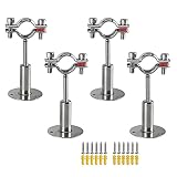 4 clips de abrazadera de tubo de acero inoxidable, soporte de pared para montaje en techo, abrazadera de soporte de acero inoxidable, fuerte y estable para Ø 25 mm - 27 mm, tubos o barras, etc.