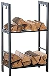 CLP Leñero Rehna De Metal I Soporte para Leña En 4 Tamaños Diferentes & con Ganchos para Accesorios De Chimenea, Color:Antracita, Tamaño:60x100x30 cm