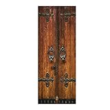 Dracol Adhesivo 3D para Puerta, Vintage, Antiguo, de Madera, Trompe L'Oeil Adhesivo para Puerta, Adhesivo 3D Impermeable Extraíble para Decoración, Cocina, Dormitorio, Baño, Pared 77 * 200 cm