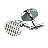Lieson Gemelos para hombre de boda, plata elíptica celosía gemelos y espárragos, cobre