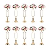 Nuptio 10 Piezas Centros de Mesa Boda para Mesas, 48.5cm Alto Juego de Jarrones Exhibición Flores Metal, Florero Dorado, Soporte Velas Boda, Centro Mesa de Recepción para la Fiesta Cumpleaños Navidad