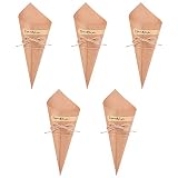 PandaHall 50 Conos de Papel Kraft Plegables para Ramo de Flores, Cajas de Caramelos y Chocolate, con Cuerdas de cáñamo, Etiquetas Adhesivas, Cinta de Bricolaje, decoración de Mesa de Boda
