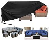 Kovshuiwe Funda Mesa Exterior,Funda para Muebles Impermeable 420D Oxford,Funda Mesa Jardin,Funda Protectora Muebles,Fundas para Mesas,Mesas Sillas Sofás Exterior Impermeables Anti-Viento(250x250x90cm)
