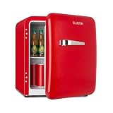 Klarstein Mini Nevera Pequeña Vintage con capacidad de 48 l, Neveras Pequeñas para Habitación, Minibar con 1 Estante y Temperatura 0-10 °C, Mini Frigorífico para Bebidas, Snacks y Cosméticos, Rojo