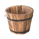 Hemoton Macetas de Madera Macetero de Barril de Whisky Jardín Redondo Cubo de Flores Maceta Grande para Interior Exterior Jardín de Casa Decoración de Patio Tamaño M