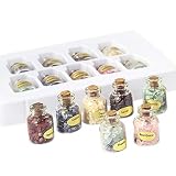 Jcevium 1 caja de 9 botellas de piedras preciosas naturales semipreciosas, cristal curativo, reiki, Wicca, viaje, piedras naturales, decoración