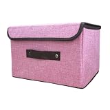 Caja De Almacenaje Plegable De Tela Con Tapa Para Organizar Tus Accesorios Como Juguetes, Cosméticos Y Ropa. Fácil De Plegar Y Guardar En Armarios (rosa)