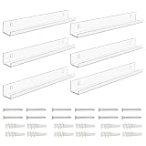 Belle Vous Estante Flotante Acrílico Transparente (Pack de 6) Repisas de Pared Decorativas - Estante para Cuadros para la Sala de Estar, Dormitorio, Cocina, Baño y Oficia - Baldas Pared Almacenaje