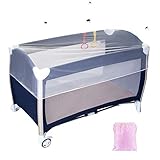 LEMESO Universal Mosquitera Cuna de Viaje Mosquitera Cama Bebe de 120x60cm / 90x40 cm, Color Blanco