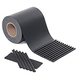SONGMICS, GPJ040H - Rollo opaco de PVC de carbón (0,19 x 40 m), diseño de rayas para valla de jardín, protección solar resistente a los rayos UV, 25 clips de montaje, GPJ040H