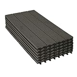 WOLTU 6x Suelo de WPC Baldosas de Madera Exterior para Porche Patios Jardin, 30 x 60 cm 1m² Suelo de Exterior Compuesta Azulejos Baldosas de WPC para Terraza Gris