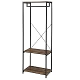 EUGAD Perchero Estanteía Colgante Perchero de Pie Perchero de Soporte Zapato Rack de Ropa Estantes de Almacenamiento Madera y Metal con 2 Estantes 0153XJYJ