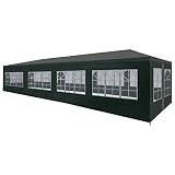 Carpa de Jardín Cochera Gazebo, 12 x 3 x 2,55 m Carpas para Exteriores Plegables Cenador Pabellón Impermeables con Protección UV Verde, para Fiestas Bodas Jardin Patio al Aire Libre